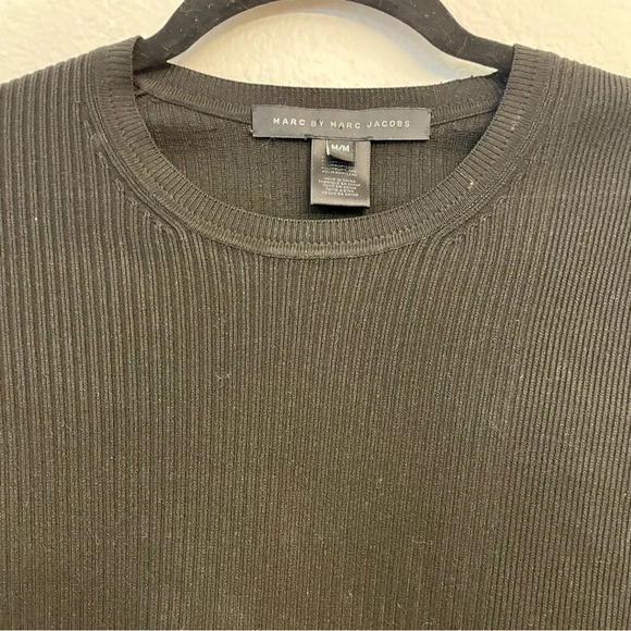 Marc By Marc Jacobs Black Ribbed Long Sleeve Mini Dress Form Fitting Size Medium - Picture 3 of 12